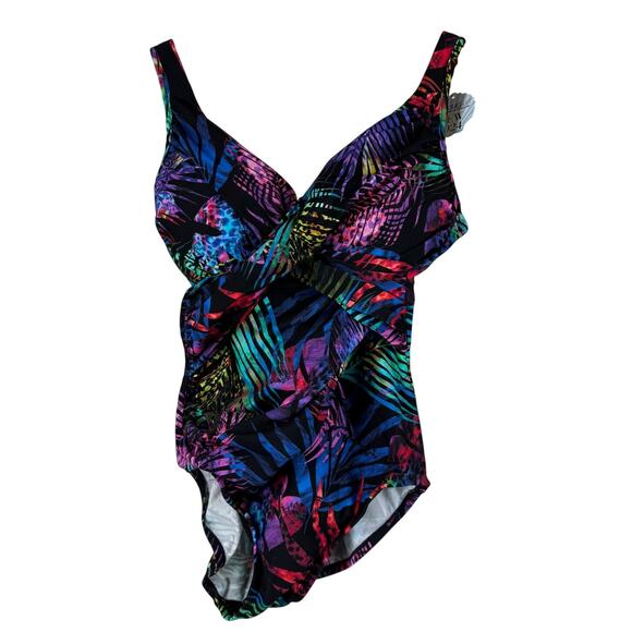 Miraclesuit NWT Tropicat Revele One Piece Swimsuit Multicolor Size 14 Underwire - Picture 2 of 14